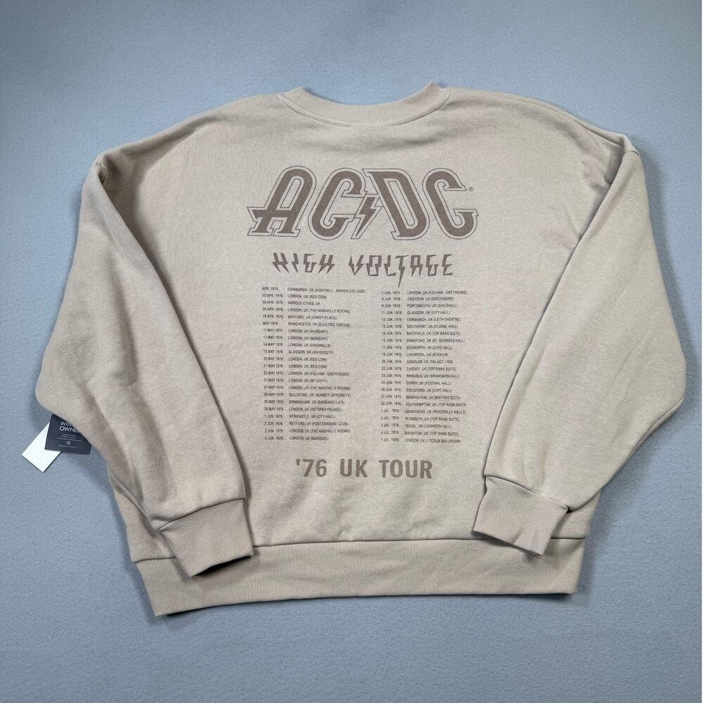 Grayson Threads Men's Ac/Dc Relaxed Fit  Crewneck Sweatshirt Beige 2XL $50
